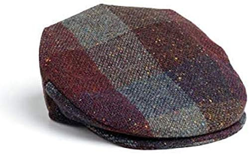 Hanna hattar traditionell irländsk tweed ull vintage keps. Unisex Cabbie-mössa. Stiftfäste och taftfoder. Tillverkad i Irland., Vin ljung, L