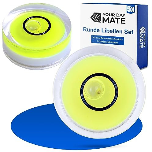 Niveau à bulle, paquet de 5, Ø 12 mm de diamètre, mini niveau à bulle pour appareils photo, camping et caravanes, nullite