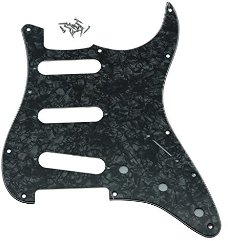 Dopro 11 hål vintage 62 strat ST SSS enkel spole pickups gitarr pickguard repplatta med skruvar för American Fender 62 Stratocaster svart pärla