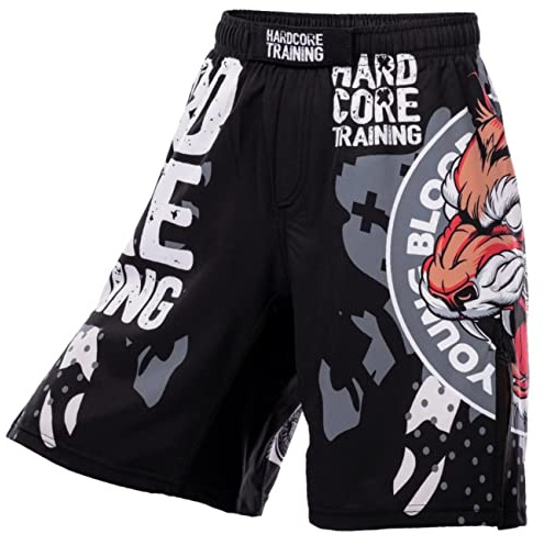 Hardcore träning barn boxning shorts hexagon camo korta byxor barn boxning fitness BJJ kickboxing träning muay thai, Svart marinblå, 6 Jahre