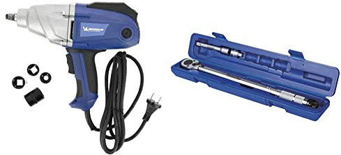 MICHELIN Clé à Choc 230V Démonte Roues, Visse et Dévisse & Clé Dynamométrique 1/2'' en Coffret avec Barre d'extension et Adaptateur