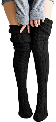 Niktule Calze Calze al Ginocchio, Calze Stivali sopra Ginocchio alla Coscia, Calze Alte Scaldamuscoli in Lana Invernali per Le Donne Ragazze da Indossare Tutti I Giorni, Cosplay