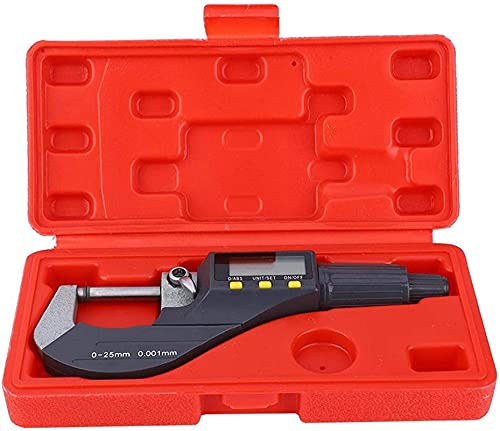 DHF Micrometer, Electronic 0.001mm Outside Metric Micrometer, Precision Digital for Constant Force Thickness Gauge (Color : 0-25mm)