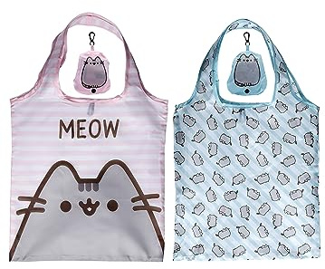 Puckator - Wiederverwendbare Einkaufstaschen & Aufbewahrungsbeutel - Nachhaltige Geschenke - Faltbare wiederverwendbare Einkaufstasche - Pusheen die Katze (pro Stück)