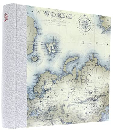 Gedeon Carte Album traditionnel relié 100 pages blanches pour 600 photos 9 x 13 cm Rembourrage au choix Papier Couverture Parchemin Imprimé Cartes divisées Gris
