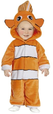 FIESTAS GUIRCA | Costume Pesciolino Bebè (18-24 Mesi) - Cappuccio e Tutina - Costumi di Animali Marini per Halloween, Carnevale e Feste in Maschera - Ideale per Bebè Unisex - Arancione e Bianco