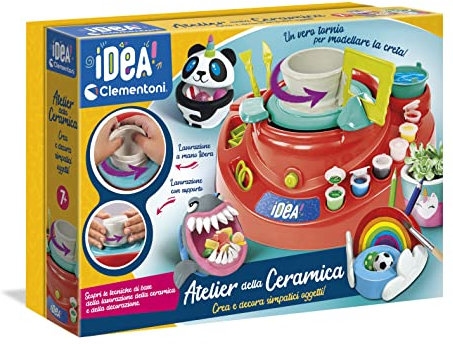 Clementoni Idea - Atelier della Ceramica, Gioco d'Arte per Bambini 7+ Anni, Set Creativo con Tornio Elettrico, Argilla e Accessori per Modellare Tante Creazioni, Made in Italy, Lingua Italiana, 18693