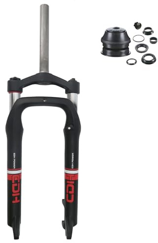 CDHPOWER Horquilla de suspensión para bicicleta de 26 x 4 pulgadas, neumático de 4 pulgadas con combo de auriculares de 1-1/8 pulgadas, freno de disco, negro (neumático negro de 26 x 4 pulgadas)