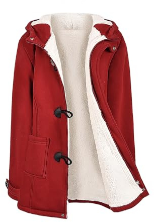 Nadeer Manteaux à Capuche Femmes Manteau Polaire Veste Blouson Jacket à Bouton Hiver Chaud Corne Zippé Sweat à capuche Épais Hoodie Coat Chic et Slim Sweatshirt Pull Hooded Outwear avec Poche