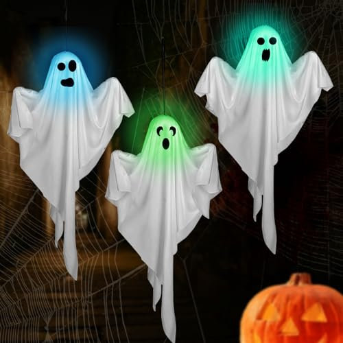 3 Pack Haunting Ghost Decorations: 28 Spooky Illuminated Ghosts for Indoor/Outdoor Use, Celebrate Halloween With Style