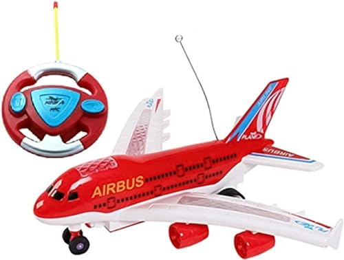 YSAMAX Air Bus Remote Control Airplane, Flight Aeroplane Plane, Electric RC Kids Toy Gift, Good-Speed RC Aeroplane, With Light & Music Runs on Ground, Plane Toy, (RED)