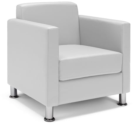 REDÒKASA Poltrona imbottita QUADRA MADE IN ITALY in ecopelle con piedi cromati, ideale per camera da letto, soggiorno, lounge, studio professionale (Bianco)