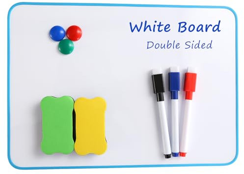 Set di lavagna magnetica - lavagna pennarelli cancellabile formato A4 (30 x 21 cm) con inclusi pennarelli cancellabili a secco, magneti e gomma. Ideale per bambini.