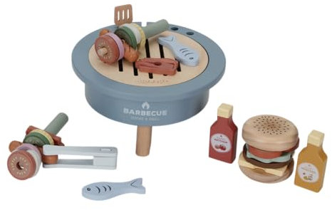 Little Dutch 8021 FSC Holz Grill BBQ Set 34-teilig - blau