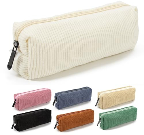 Zouwel Étuis à Crayons, Trousses à Crayons, Pochettes à Crayons en Tissu Corde pour École, pour Garçons et Filles, Esthétique Ado, Articles pour l'École, Université et Bureau (Beige)