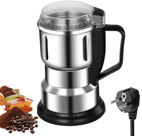 Spannmålskvarn, multifunktionell, kryddkvarn, ultrafin kaffekvarn, kvarn, pulveriserare, kaffebönpulveriserare med blad av rostfritt stål för kaffebönor, kryddor, örter, nötter, korn