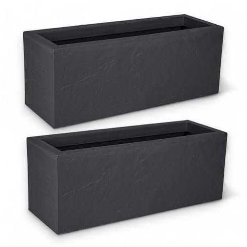 Pincho Jardinera Decorativa Grande para Interior y Exterior - Macetero Efecto Piedra de 80x30x30 cm, Ideal para Plantas Naturales y Orquídeas, Macetas Decorativas Modernas, 2 Unidades