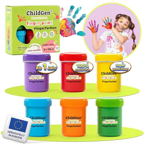 ChildGen Pinturas para dedos no tóxicas, orgánicas, pinturas para dedos para bebés, no tóxicas, orgánicas, adecuadas para guarderías, escuelas o hogares, pinturas a mano para niños, pintura para dedos