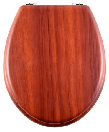 AQUALONA® Essential Value Toilet Seats Wipe Clean Moulded Wood - Stainless Steel Hinges - Wipe Clean - Easy Installation (Antique Pine)
