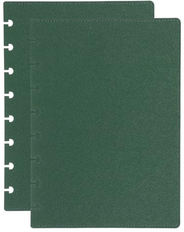 PATIKIL 1 Juego De Cubierta De Cuaderno Discbound De Cuero, Tamaño A5 6.3 X 8.66 Cubierta De Planificador Discbound Para Producto De Oficina De Cuaderno Discbound, Verde