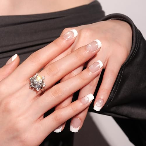 DANNI & TONI 28Pcs Semi Cured Nail Strips,Soft Self-Adhesive Gel Nail Stickers,Salon-Quality Gel Nail Polish Strips Manicure Stickers Set(Moonlight),Transparent French Tip and Magnetic Cat Eye