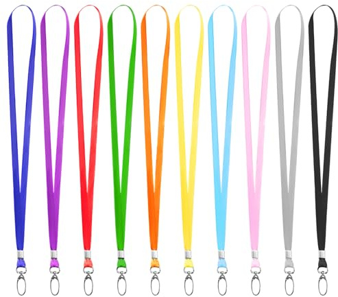 DUTIFUL 30 Stück Schlüsselbänder zum Umhängen Bunt Schlüsselband zum Umhängen Nylon Schlüsselbänder mit Karabiner Lanyard Schlüsselband für ID Karte Ausweishalter Schlüssel Trillerpfeifen(10 Farben)