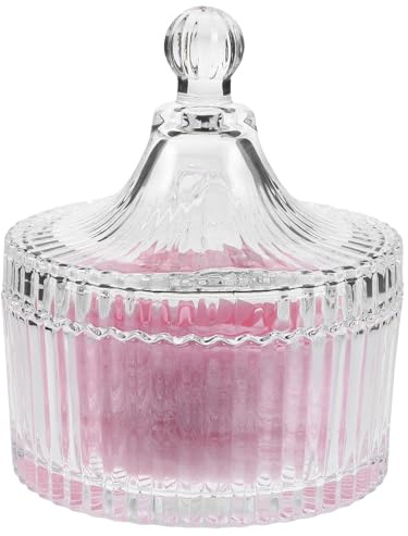 Veemoon Borla para Polvos Faciales Extragrande Rosa con Lazo, Agradable y Cómoda para Rostro y Cuerpo con Recipiente de Vidrio, Diseño Femenino y Elegante para Mujeres