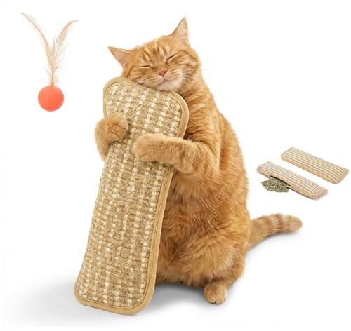 TEVROKS Jouet Interactif À Mâcher À l'herbe À Chat, Coussin À l'herbe À Chat pour Chats, Sisal Souple, Résistant Aux Griffes Et Aux Morsures, pour Jouer Pendant La Dentition Et Soulager Le Stress(S)