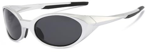 Polarized Sports Sunglasses Mens UV400 Protection Mirror Lenses Oval Frame Sun Glasses Personality Sunnies Running Bike Driving Fishing