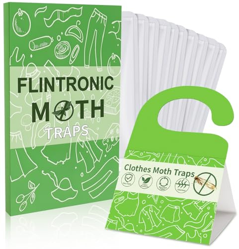 Flintronic Klädmottenfälla, 10 st. Luktfri premium mottenfälla, Klädmottenfälla med långvarig effekt, Mot mögel i lägenheten, för målinriktad identifiering av befallelse, för kläder & textilier
