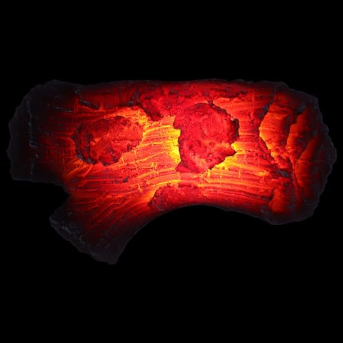 CLISPEED Lámpara realista de llama de carbón sintético sin humo y efecto de calor duradero, material de resina, funciona con pilas, lámpara de fuego de mesa para decoración del hogar y escritorios de