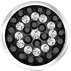 ANDANTE Kristall Chunk Click-Button Druckknopf (Schwarz-Weiß) für Chunk-Armbänder, Chunk-Ringe und andere Chunk-Accessoires