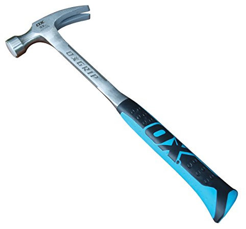 Ox Tools P082322 22 oz. Framing Hammer, Smooth Face, Long Shock Reduction Handle, Straight Rip Claw, Non-Slip Grip
