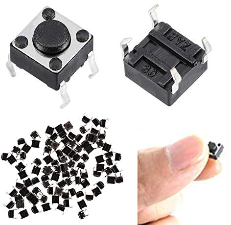Youmile 100PACK Tact Button Switch 6x6x4.5mm 4Pin DIP Micro Panel PCB Momentary Tactile Tact Push Button Switch