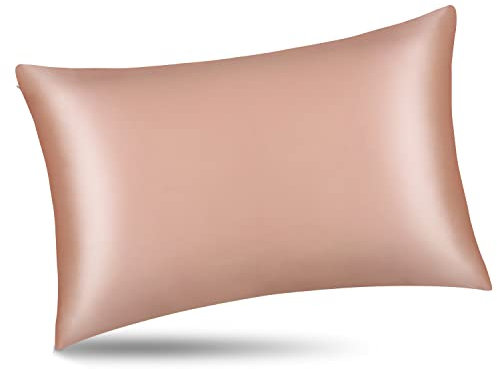 ALASKA BEAR 100% 19 Momme Mulberry Silk Pillowcase, 50x75 cm, Both Sides Silk, 600 Thread Count, Hypoallergenic Pillow Shams Cover for Skin Health with Hidden Zipper (1pc, Rose Gold)