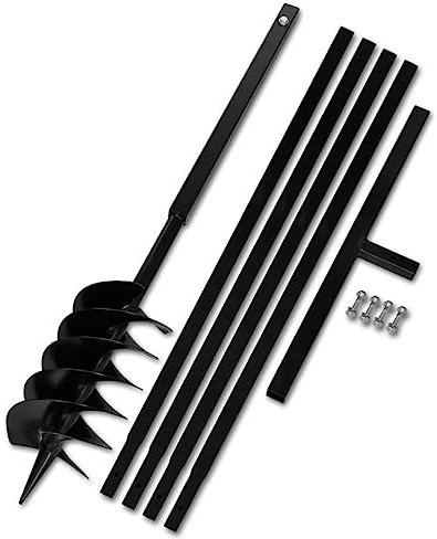 Tarière Manuelle, Perceuse Manuelle Foret de Tarière Tarière de Sol Jardin Tarière de sol avec manche 150 mm et tube d'extension 5 m Acier