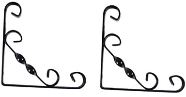 BESPORTBLE Iron Art Flowerpot Hanging Brackets 2pcs Metal Flowerpot Supporting Stand Black 150x150mm for Home Garden Hanging Plant Rack and