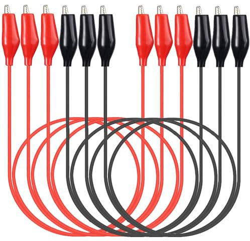Gebildet Lot de 6pinces Crocodiles Electriques,Fil de 0.5mm²/20AWG,Fils de Test Isolés avec Pinces Crocodile,Fils de Raccordement Soudés à Double Extrémité pour Tests Electriques,Connexion de Circuit