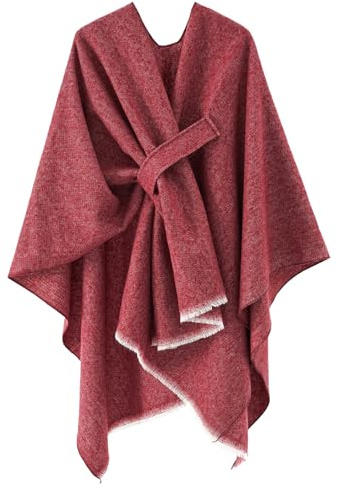 Danfiki Ponchos pour Femme Châle Surdimensionné Écharpe Chaude en Tricot Couverture Portable Cardigan