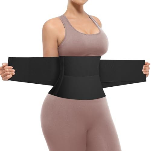 SHAPELLX Waist Trainer for Women Waist Cincher Trimmer Faja Body Shaper Tummuy Control Slimmer Belly Belt Abdominal Band Black