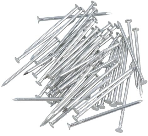 Clavos de alambre de cabeza redonda de 2 mm x 60 mm para hormigón, ladrillo, madera, 45 piezas chapadas en zinc