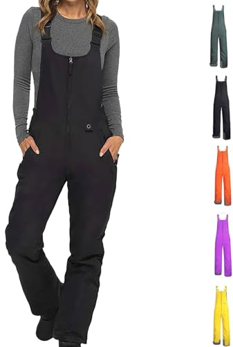 Salopette de ski pour femme - Pantalon de neige doublé - Softshell à bretelles - Salopette réglable - Exterieur - Coupe-vent - Imperméable - Isolé