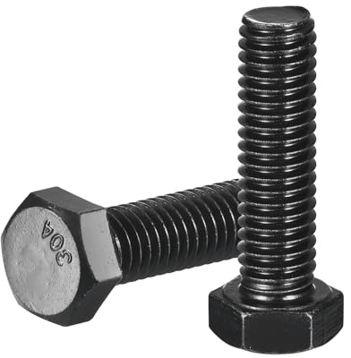 QUARKZMAN 5 stycken 3/8 16 x 1 1/4 tum sexkantsskruv, 304 rostfritt stål helgängad sexkantsskruv, svart oxidfinish, sexkantsskruv för byggverksamhet, maskintillverkning, svart