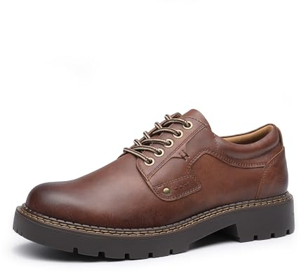 Bruno Marc Herren Schnürhalbschuhe Bequeme Anzugschuhe Männer Business Büro Oxford mit Dicker Sohle,Size 46,Braun,BMEMOX2501