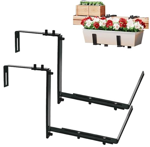 2 Stück Blumenkastenhalterung Blumenkastenhalter Für Balkon Brüstungen Und Geländer Pflanzkastenhalterung Blumenkasten Halterungen Verstellbare Fenster Pflanzkasten Halterungen Für Rohrgeländer, Wand