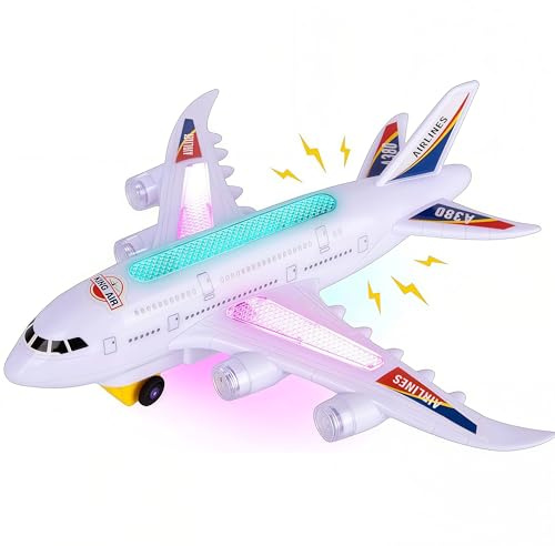 YUPDFGB Avión de Juguete con Luces LED y Sonidos Realistas, Función Bump and Go, Juguete de Avión, Regalo Ideal para Niños y Niñas 3 4 5 6 Años