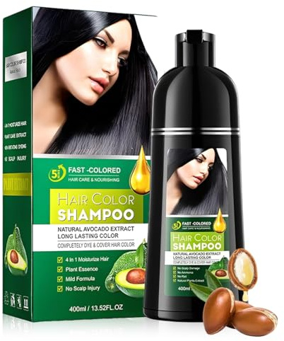 LAKPYN 400ml Shampoo Colorante Nero,Shampoo Nero Per Capelli Colorati,Tintura Naturale e Duratura,Copertura Dei Capelli Grigi S Hampoo Per Uomo e Donna,Facile Da Usare a Casa