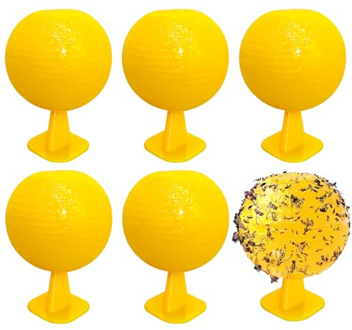 6 Trampas para Moscas de la Fruta para Cocina, Bolas Adhesivas con Base Amarilla, Naturales y Ecológicas, Ideales para Cocina, Balcones, Patios y Huertos.