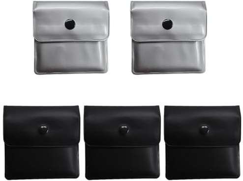 MIRKUZI Cendriers de poche 5 cendriers portables réutilisables en PVC, inodores (noir, argent)
