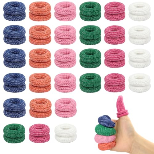 AOOTE Vendajes Tubulares para Dedos,30 Pcs Dediles resistentes a cortes,protectores de dedos de algodón transpirable,Vendaje De Dedo Apósitos para trabajo, cocina, jardín, escultura,6 colores